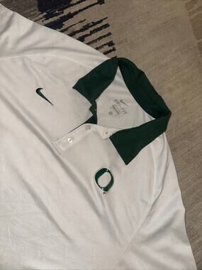NIKE DRI-FIT Men's University of Oregon White Green Golf Shirt Short Sleeve XL
